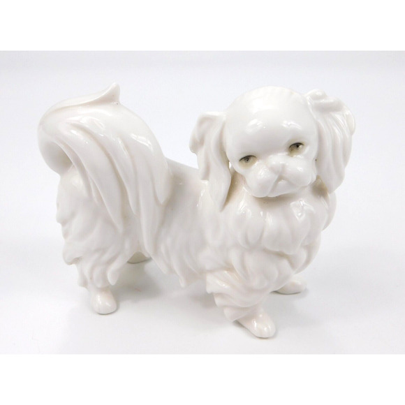Vintage 4" Tall ARDALT LENWILE Porcelain China White Pekinese Dog Figurine - Picture 1 of 5